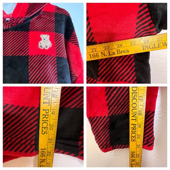 Joyspun Women's Plush Hoodie and Joggers Pajama Set 2-Piece XL Fleece Red/Black - Picture 4 of 16